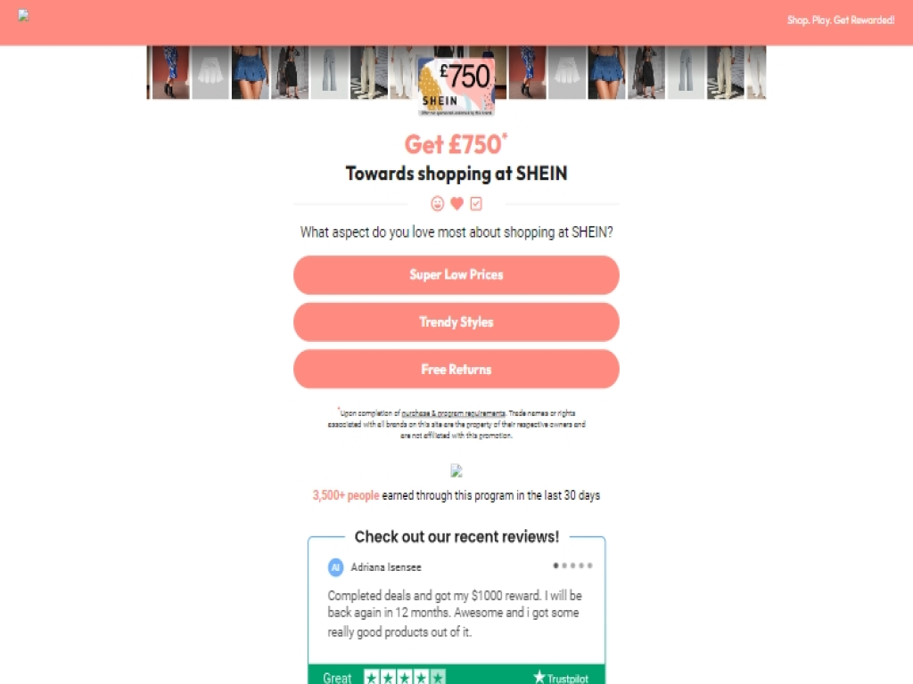 Get £750 for shopping at SHEIN 