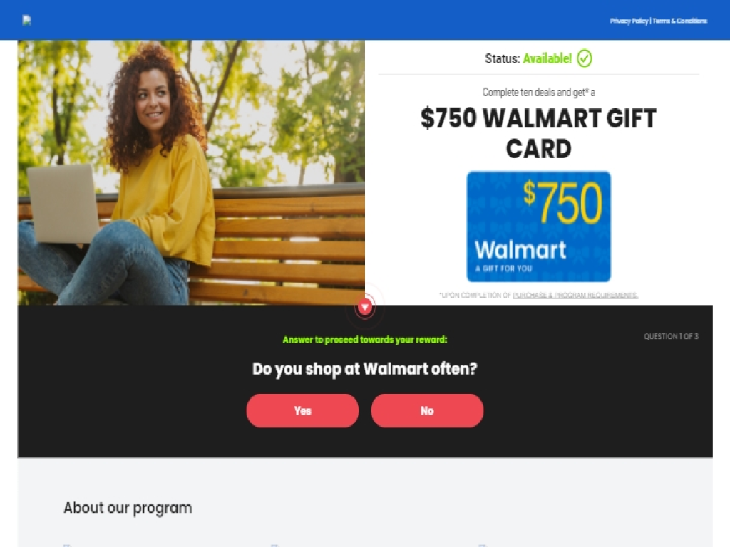 Sign up and receive a $100 Walmart Giftcard!