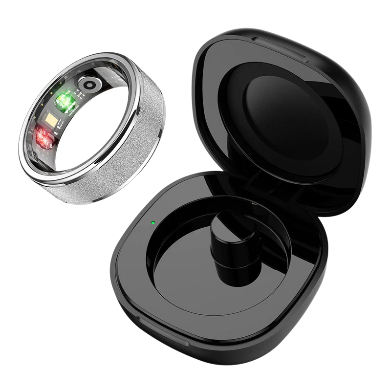 Colmi R10 Smart Ring Heart Rate Blood Oxygen Monitoring Waterproof Design Silver With Charging Case